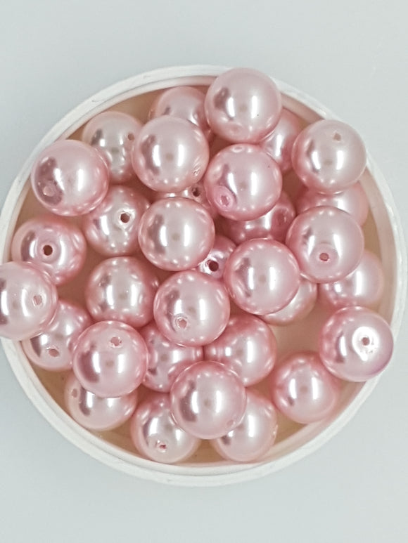 12MM GLASS ROUND PEARLS - PINK