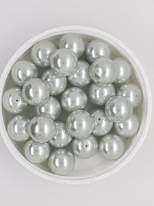 12MM GLASS ROUND PEARLS - PALE GREY