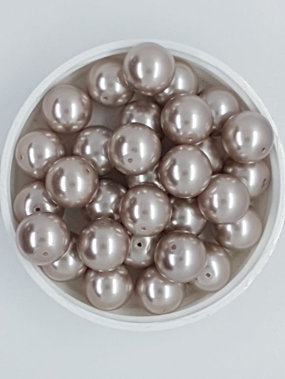 12MM GLASS ROUND PEARLS - COCOA DUST