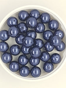 10MM GLASS ROUND PEARLS - BLUEBERRY