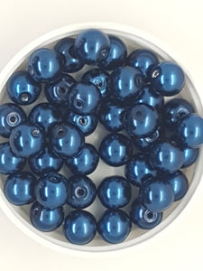 10MM GLASS ROUND PEARLS - MIDNIGHT BLUE