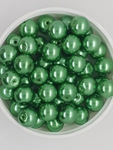 10MM GLASS ROUND PEARLS - GREEN