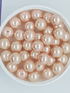 10MM GLASS ROUND PEARLS - PINK