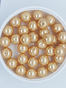 10MM GLASS ROUND PEARLS - PALE GOLDEN