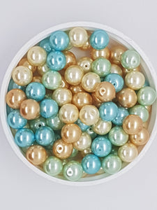 8MM GLASS ROUND PEARLS - MIXED COLOURS NO 1