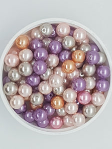 8MM GLASS ROUND PEARLS - MIXED COLOURS NO 2