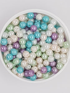 6MM GLASS ROUND PEARLS - 15GMS MIXED COLOURS No1
