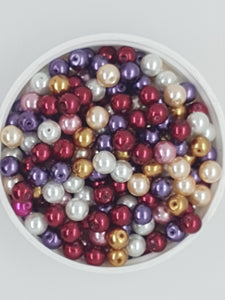 6MM GLASS ROUND PEARLS - 15GMS MIXED COLOURS No2
