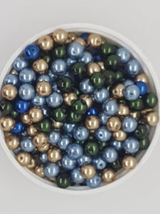 6MM GLASS ROUND PEARLS - 15GMS MIXED COLOURS No3