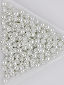4MM GLASS ROUND PEARLS - 10GMS ANTIQUE WHITE