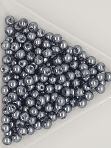 4MM GLASS ROUND PEARLS - 10GMS STEEL GREY