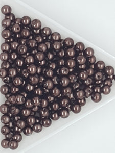 4MM GLASS ROUND PEARLS - 10GMS COCONUT BROWN