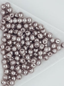 4MM GLASS ROUND PEARLS - 10GMS COCOA DUST