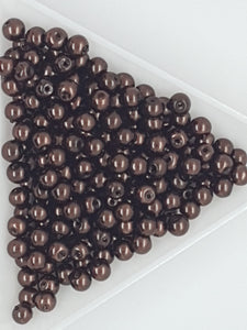 4MM GLASS ROUND PEARLS - 10GMS CHOCOLATE BROWN