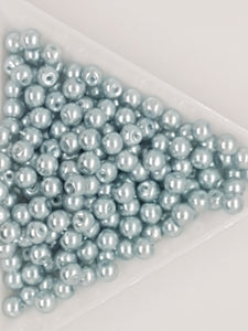 4MM GLASS ROUND PEARLS - 10GMS ICE BLUE