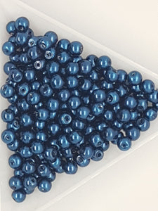 4MM GLASS ROUND PEARLS - 10GMS MARINE BLUE