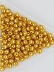 4MM GLASS ROUND PEARLS - 10GMS GOLDEN