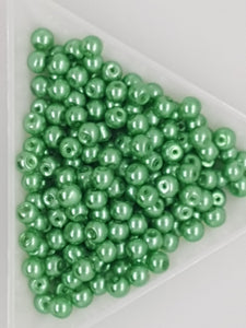 4MM GLASS ROUND PEARLS - 10GMS GREEN