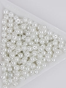 4MM GLASS ROUND PEARLS - 10GMS WHITE