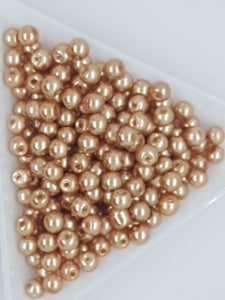 4MM GLASS ROUND PEARLS - 10GMS GOLDEN ROD