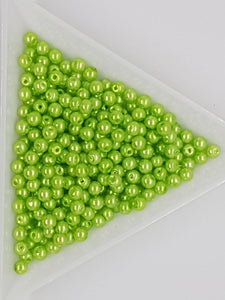 3MM GLASS ROUND PEARLS - 10GMS GREEN/YELLOW