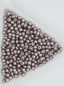 3MM GLASS ROUND PEARLS - 10GMS COCOA DUST