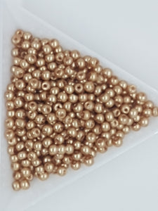 3MM GLASS ROUND PEARLS - 10GMS PALE GOLD