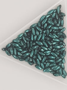 5.5MM X 2.5MM ACRYLIC RICE PEARLS - TEAL GREEN