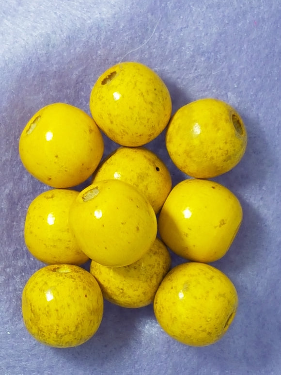 16-18MM WOODEN ROUND BEADS - SPECKLED YELLOW