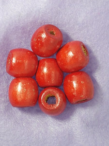 16-18MM WOODEN BARREL BEADS - RED