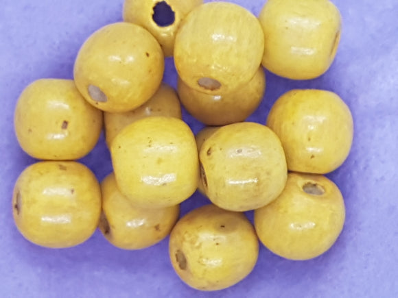 16MM WOODEN ROUND BEADS - YELLOW MOTTLE