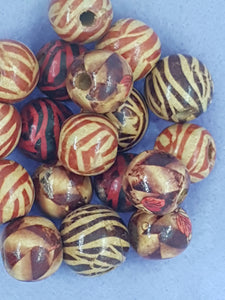16MM WOODEN ROUND BEADS - AFRICAN THEME MIX 2