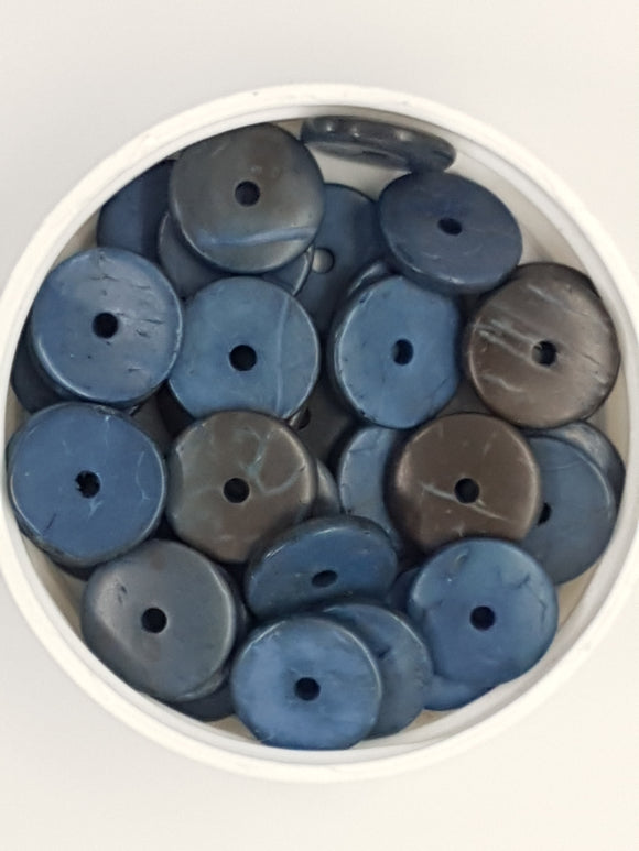 15MM ROUND COCONUT BEADS - BLUE