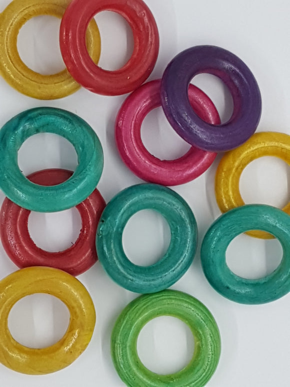 23-25MM WOODEN LINKING RINGS - MIXED COLOURS