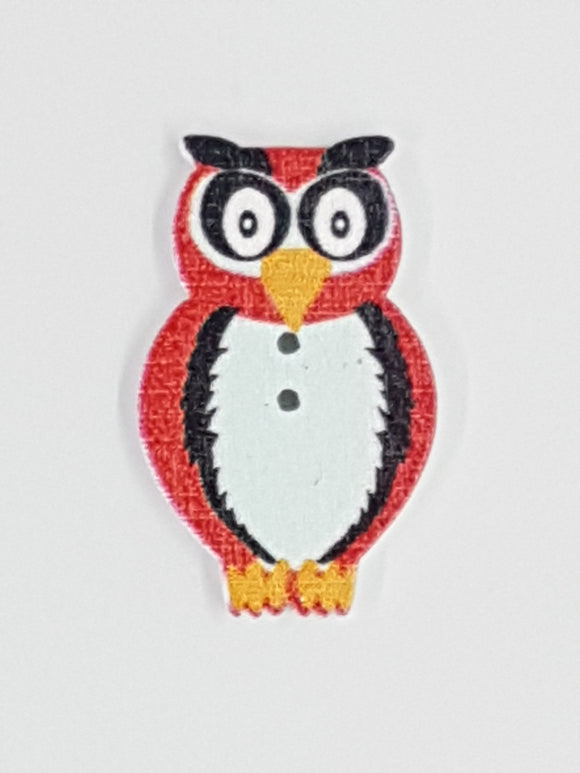 32X20MM WOODEN OWL - RED