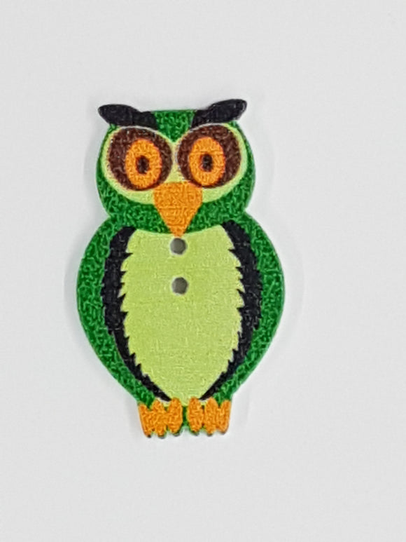32X20MM WOODEN OWL - GREEN
