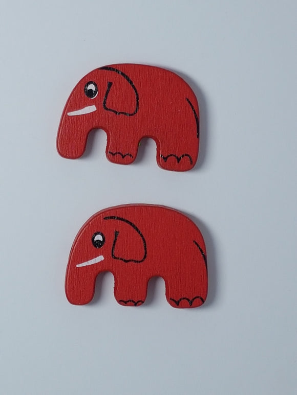 30x20MM WOODEN ELEPHANTS - RED