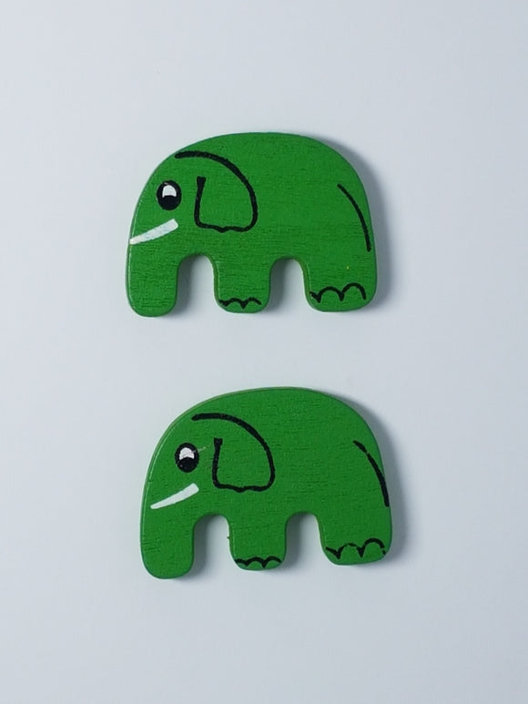 30x20MM WOODEN ELEPHANTS - GREEN