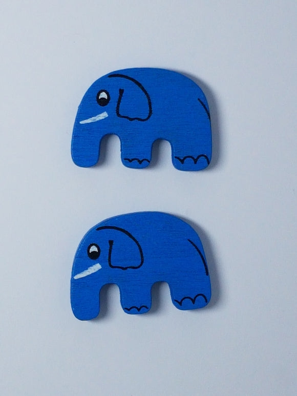 30x20MM WOODEN ELEPHANTS - BLUE