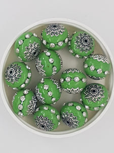 19X18MM INDONESIAN ROUND BEADS - GREEN