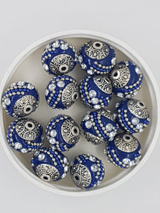 15MM INDONESIAN ROUND BEADS -ROYAL BLUE