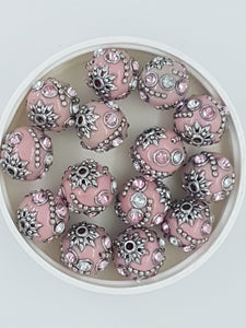 15MM INDONESIAN ROUND BEADS -PINK