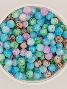 6MM GLASS BEADS - 50 BEADS PER PACKET - MIX 1