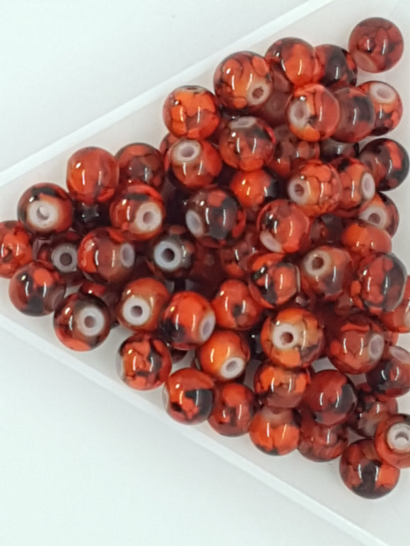 5-6MM GLASS BEADS - 20 BEADS PER PACKET - RED