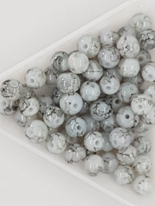 5-6MM GLASS BEADS - 20 BEADS PER PACKET - WHITE