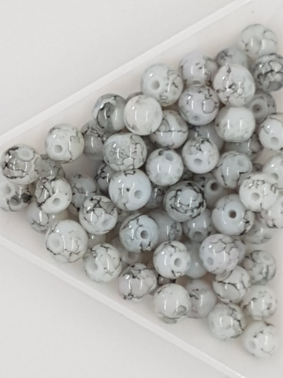 5-6MM GLASS BEADS - 20 BEADS PER PACKET - WHITE