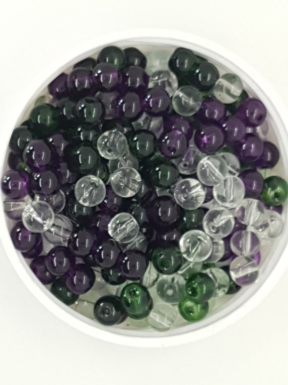 6MM GLASS TRANSPARENT BEADS - MIXED COLOURS