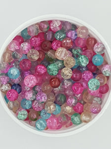 6MM GLASS TRANSPARENT BEADS - CRACKLE BEADS MIXED