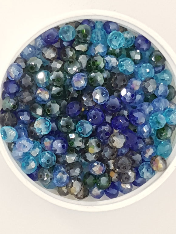 6MM GLASS FACETED RONDELLE BEADS - ELECTROPLATED - MIX NO 1