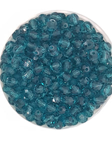 6MM GLASS FACETED ROUND BEADS - STEEL BLUE
